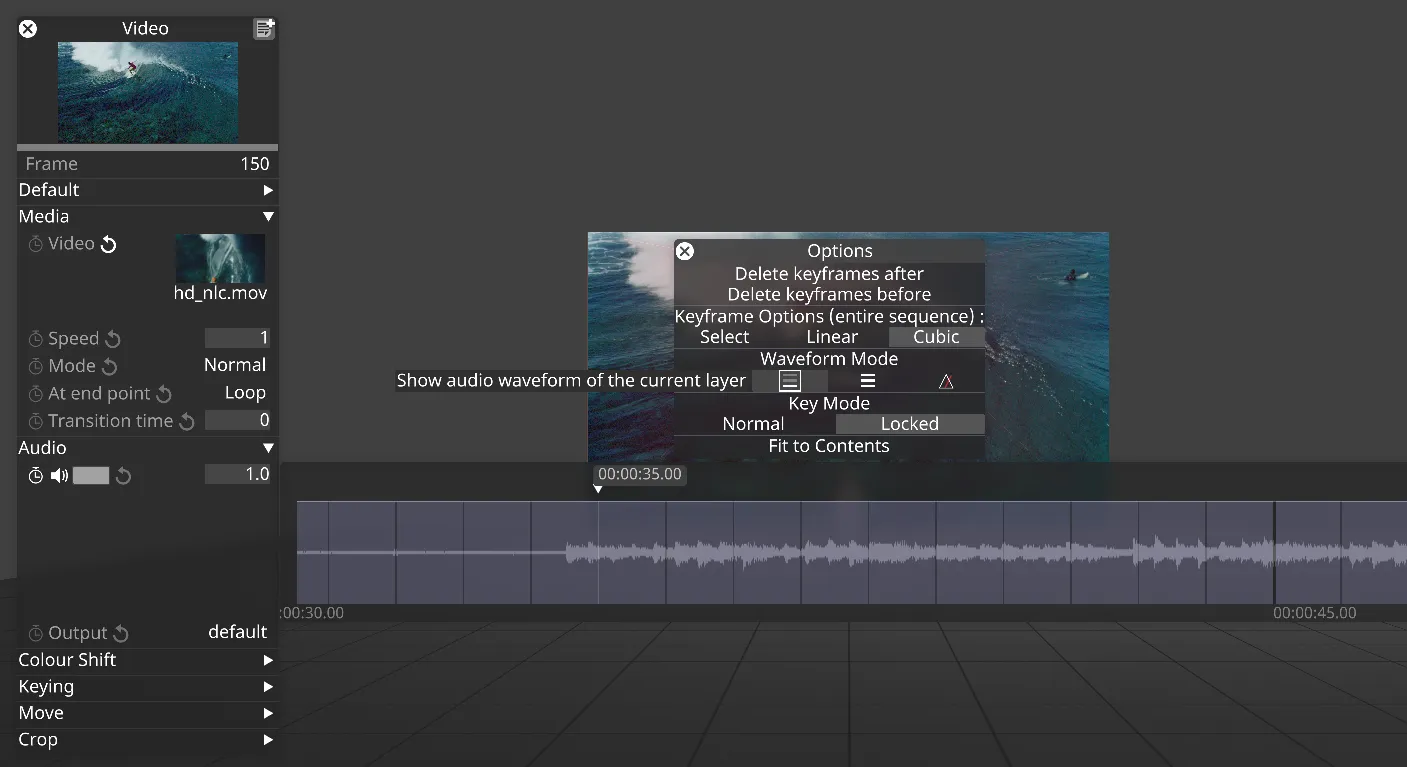 Audio Waveform view in the keyframe editor