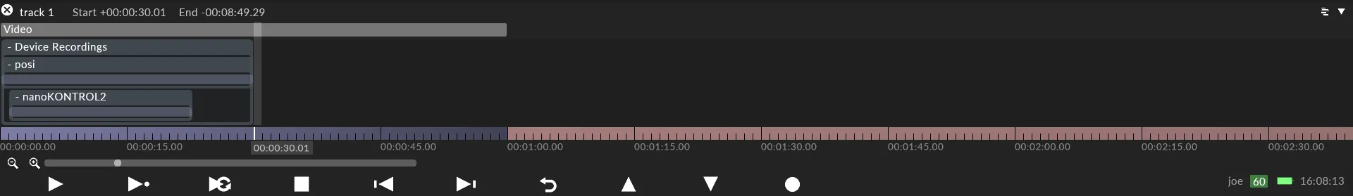 Recorded devices list with individual recording tabs per device