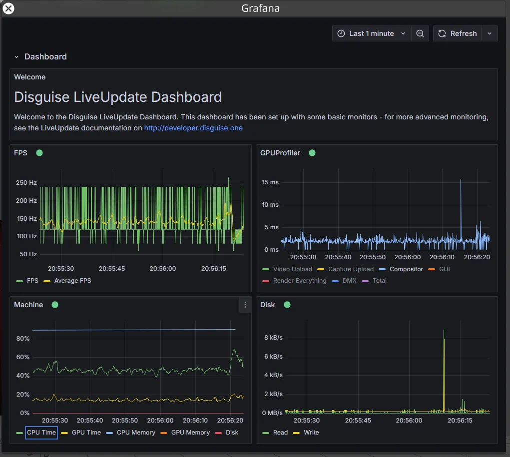 Grafana LiveUpdate Interface