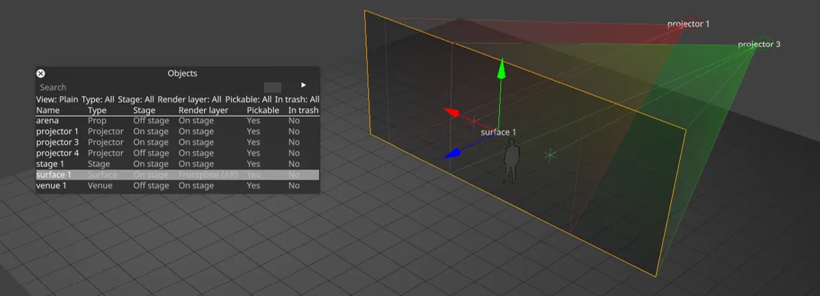 Object List window with a row selected
