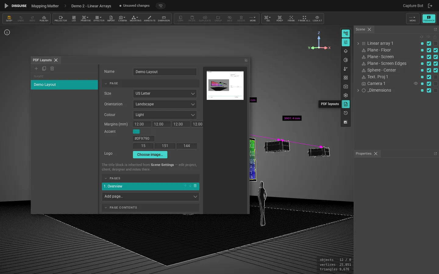 PDF layouts panel