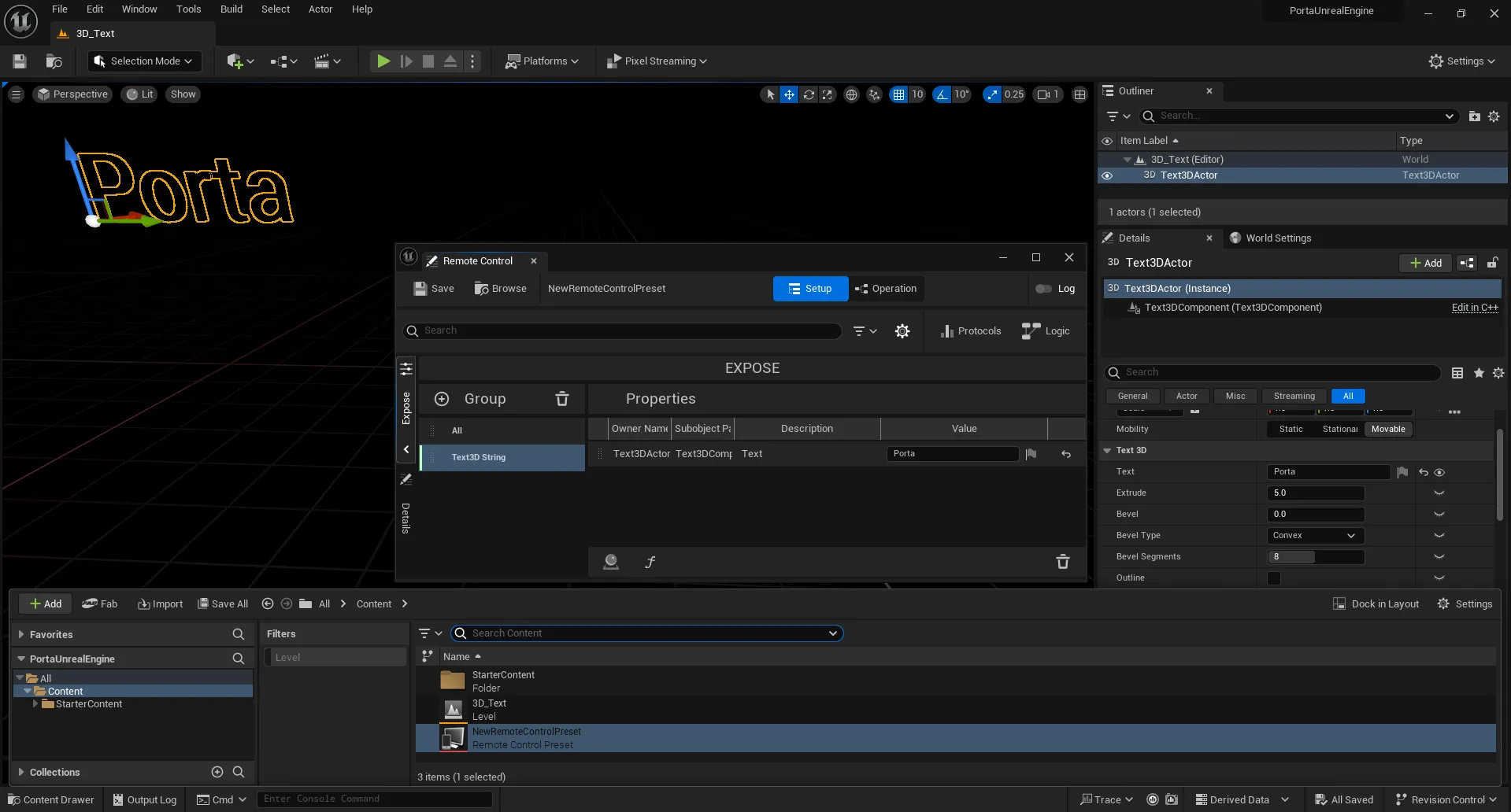 Remote Control Preset example