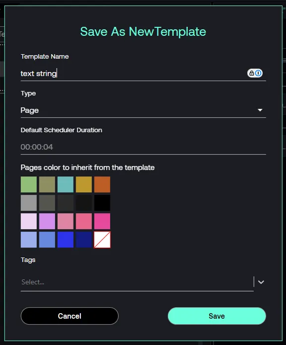Porta template save modal
