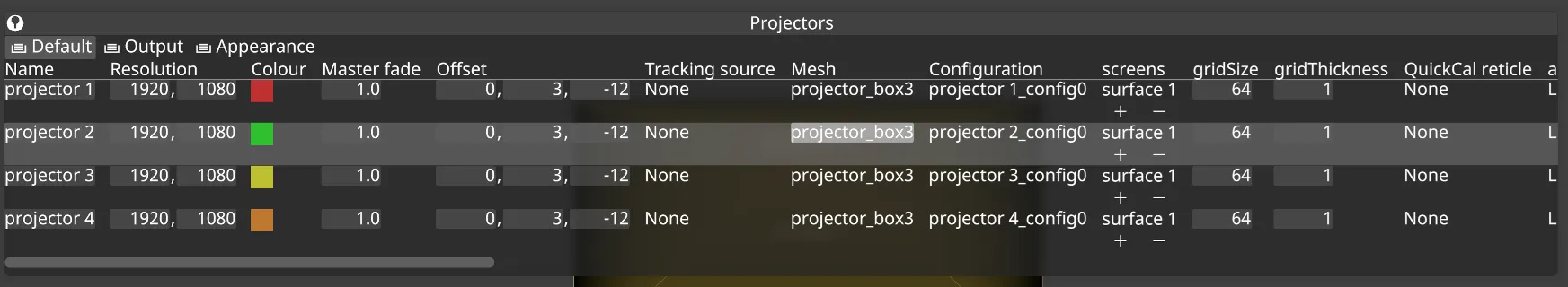 List Editor for multiple Projectors
