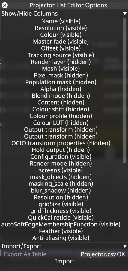 List Editor for multiple Projectors