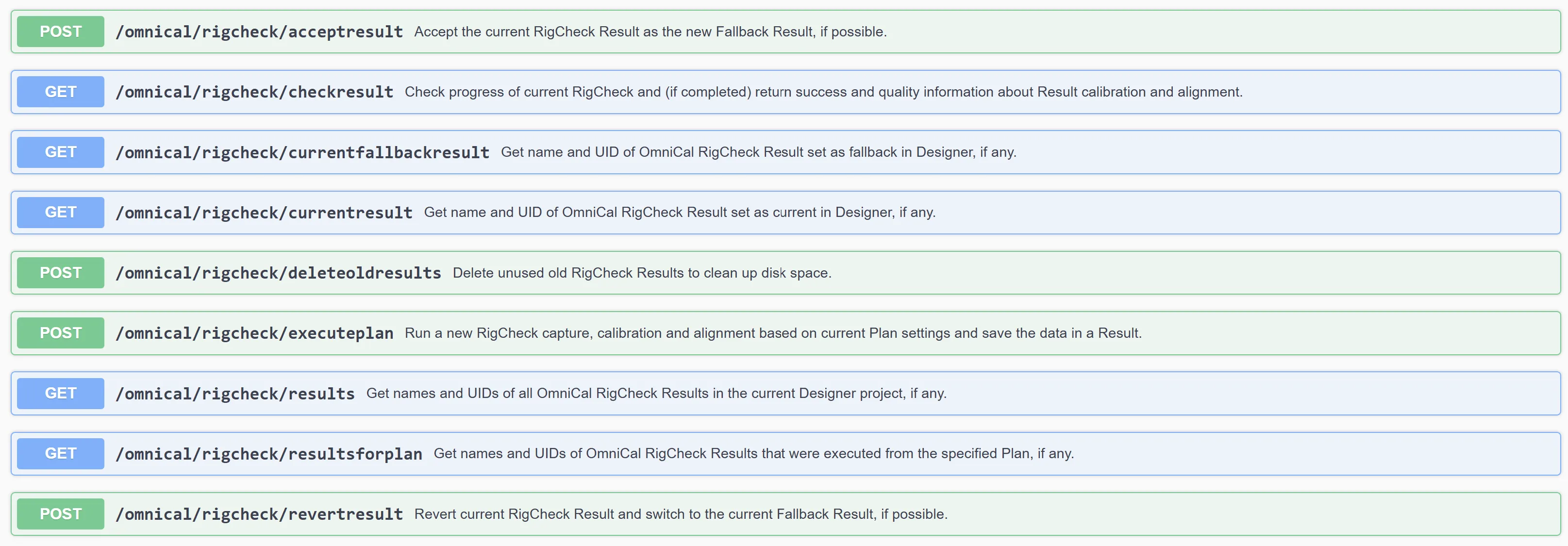 RigCheck APIs