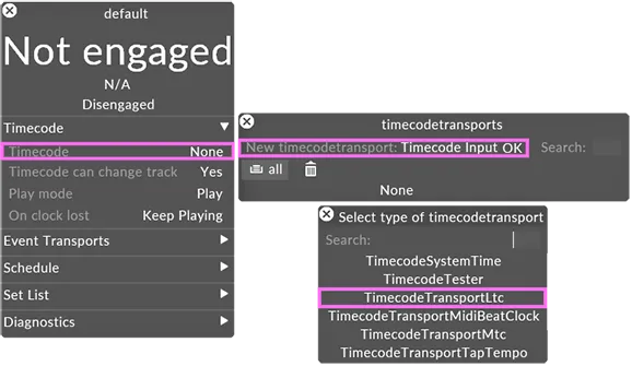 Timecode transports