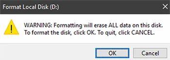 Click OK on the Warning